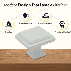 White Single Knob Square Handles FIGO Home