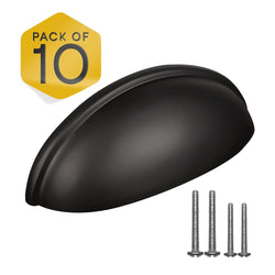 Black Half Moon Cup Drawer Pulls - 3 Inch FIGO