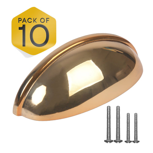 Golden Half Moon Cup Drawer Pulls - 3 Inch FIGO