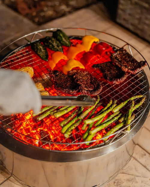 HOMEFIRE-PRO™ 27" Backyard Fire Pit, Adjustable Cooking Grate & Lid