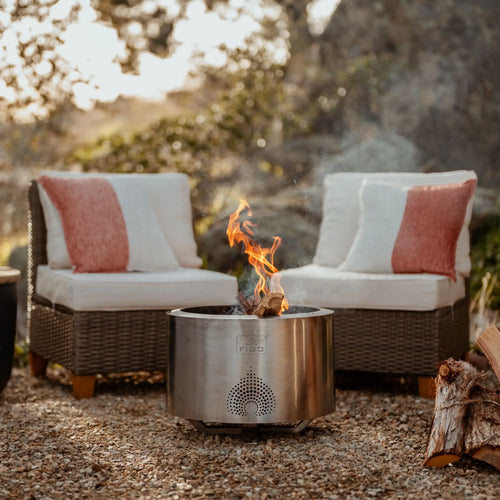 HELIOS™ 19" Portable Fire Pit, Adjustable Cooking Grate & Lid