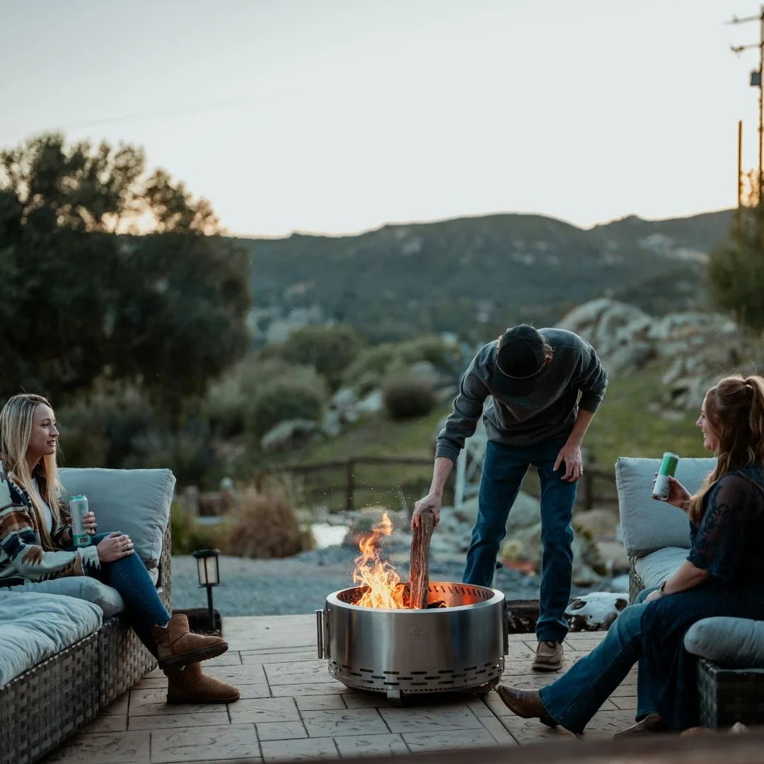 HOMEFIRE-PRO™ 27" Backyard Fire Pit, Adjustable Cooking Grate & Lid