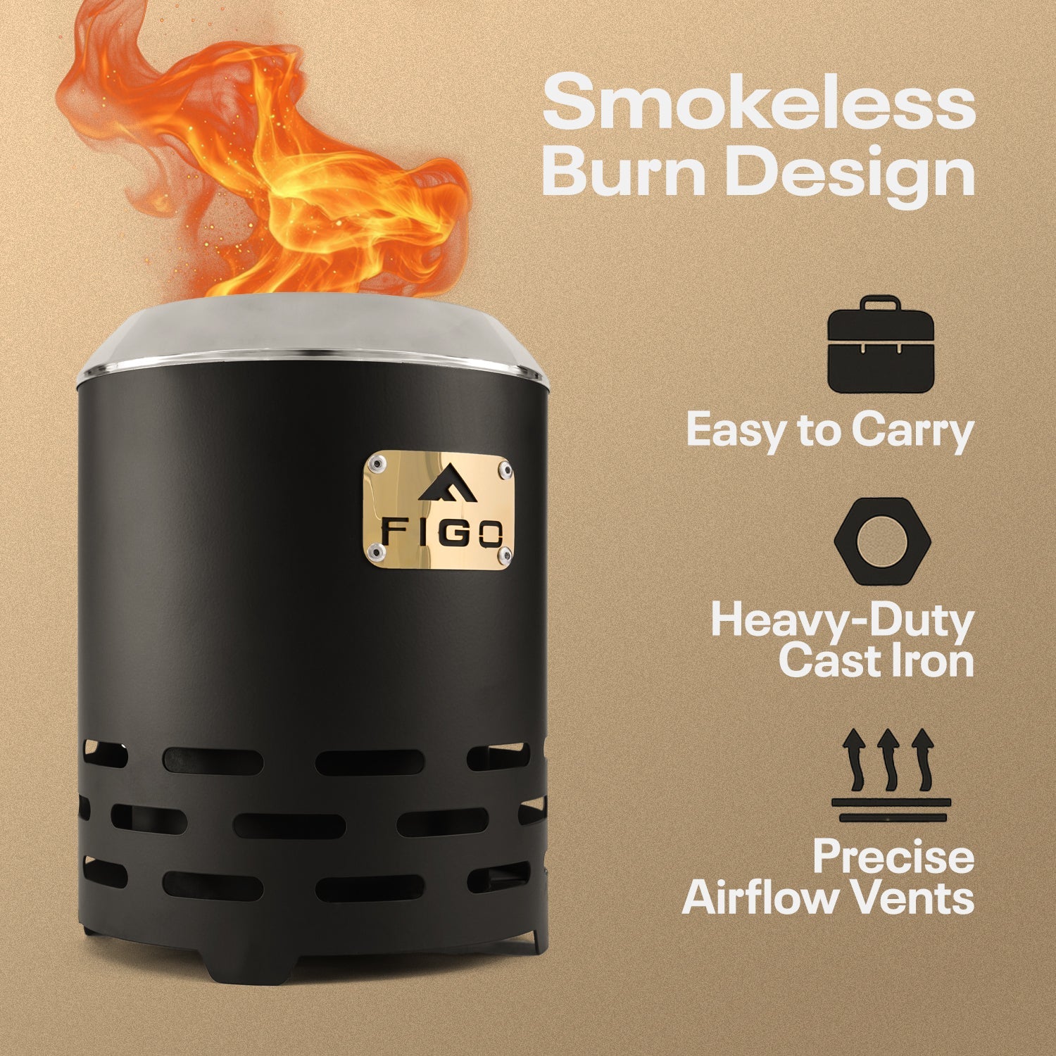 Table Top Firepit - Black FIGO Home