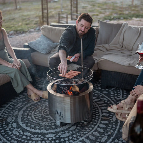 HELIOS™ 19" Portable Fire Pit, Adjustable Cooking Grate & Lid