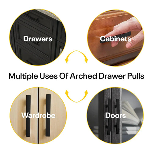 Black Arched Kitchen Cabinet Pulls - 6inch FIGO