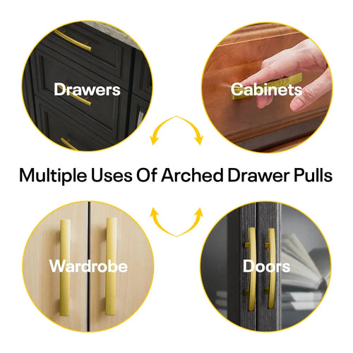 Golden Arched Kitchen Cabinet Pulls - 6inch FIGO