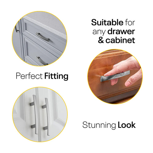 Satin Arched Kitchen Cabinet Pulls - 6inch FIGO