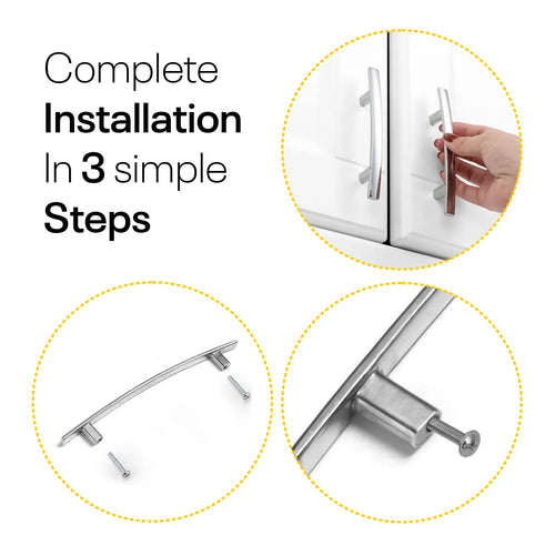 Satin Arched Kitchen Cabinet Pulls - 6inch FIGO