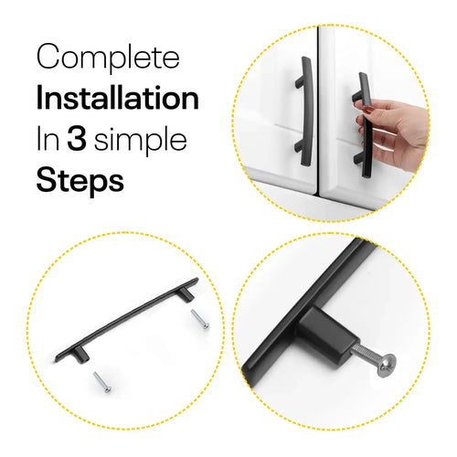 Black Arched Kitchen Cabinet Pulls - 6inch FIGO