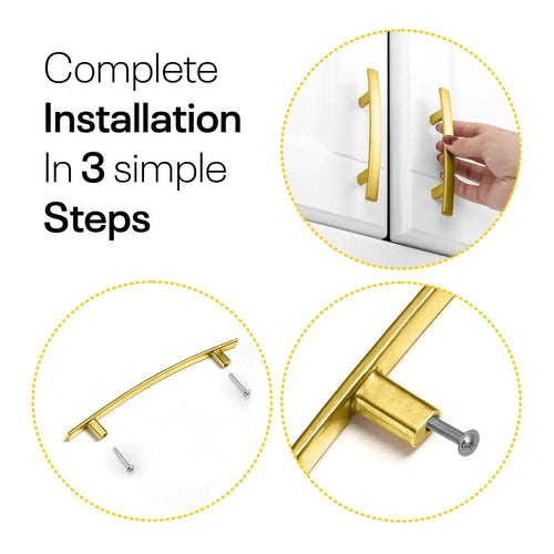 Golden Arched Kitchen Cabinet Pulls - 6inch FIGO