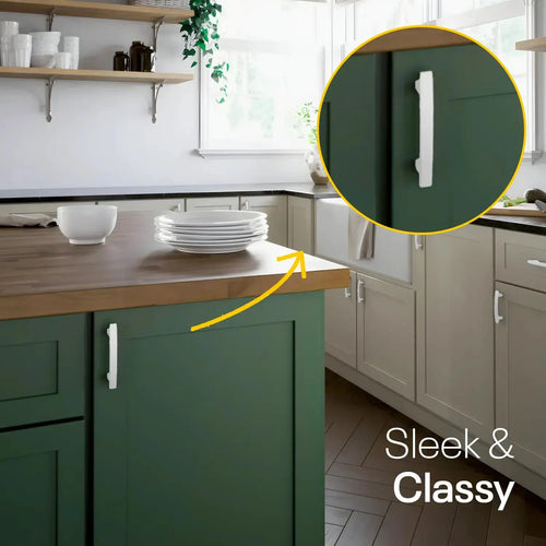 White Arched Kitchen Cabinet Pulls - 6inch FIGO
