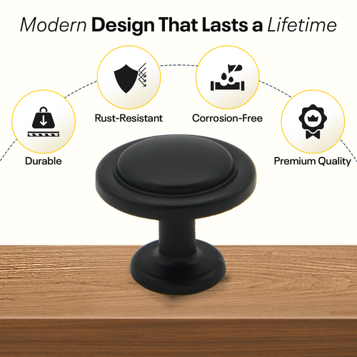 Black Single Hole Knob Round FIGO Home