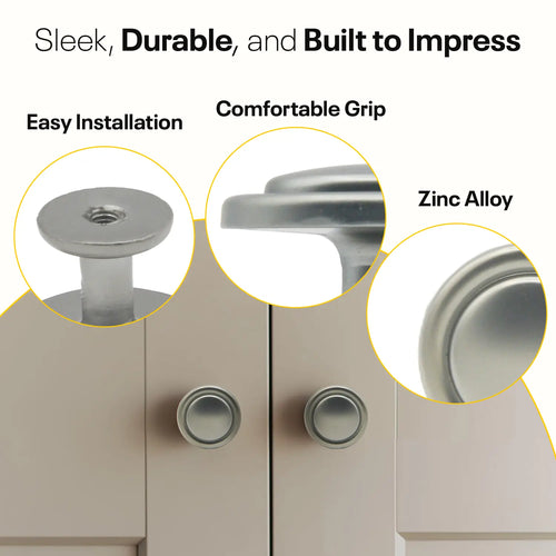 Silver Single Hole Knob Round FIGO Home
