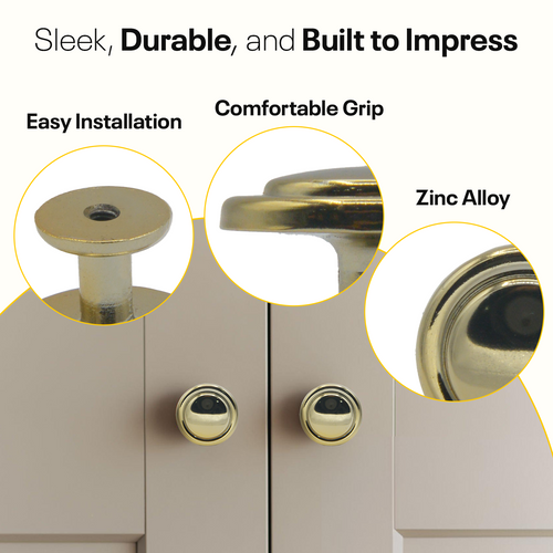 Golden Single Hole Knob Round FIGO Home