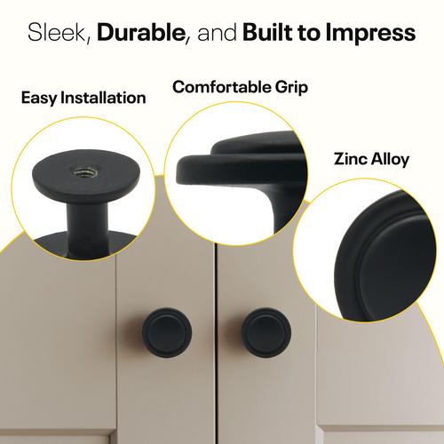 Black Single Hole Knob Round FIGO Home