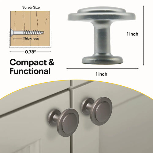 Silver Single Hole Knob Round FIGO Home