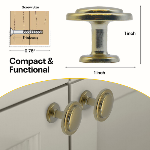Golden Single Hole Knob Round FIGO Home