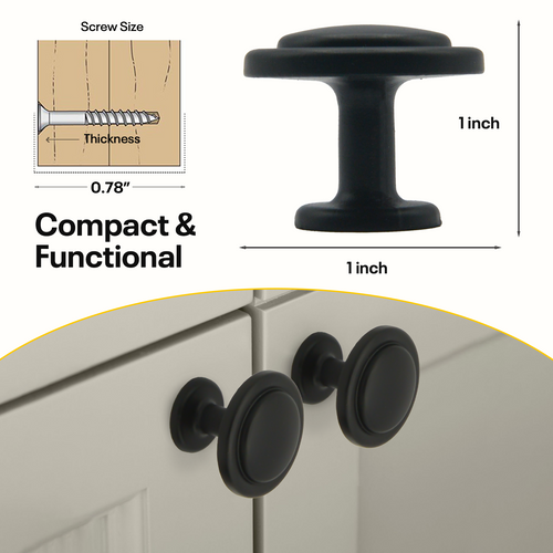Black Single Hole Knob Round FIGO Home
