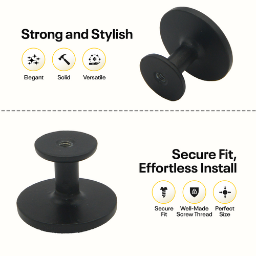 Black Single Hole Knob Round FIGO Home