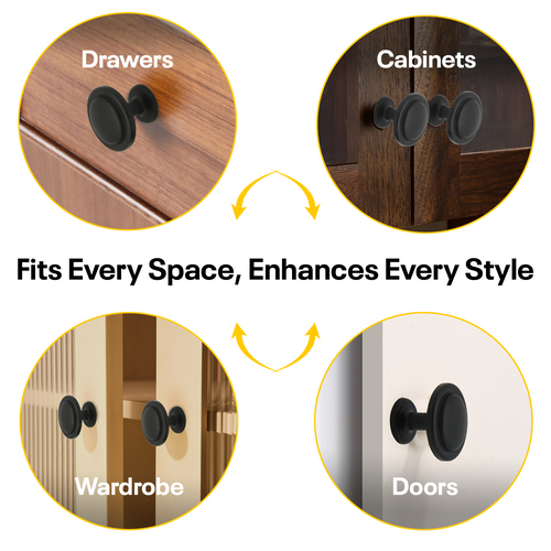 Black Single Hole Knob Round FIGO Home