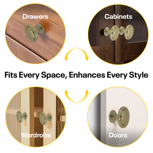 Golden Single Hole Knob Round FIGO Home