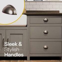 Nickel Half Moon Cup Drawer Pulls  - 3 Inch FIGO