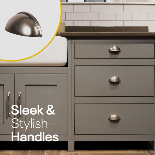 Nickel Half Moon Cup Drawer Pulls  - 3 Inch FIGO