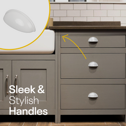 White Half Moon Cup Drawer Pulls - 3 Inch FIGO