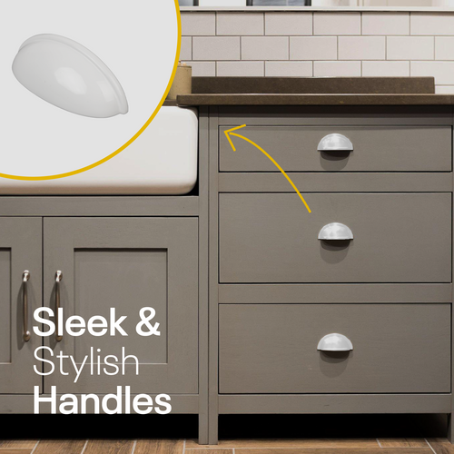 White Half Moon Cup Drawer Pulls - 3 Inch FIGO
