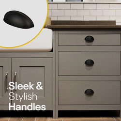 Black Half Moon Cup Drawer Pulls - 3 Inch FIGO