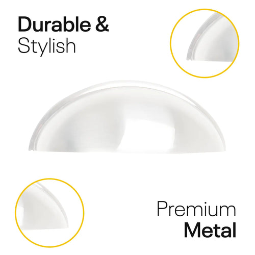 White Half Moon Cup Drawer Pulls - 3 Inch FIGO