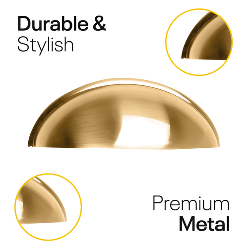 Golden Half Moon Cup Drawer Pulls - 3 Inch FIGO