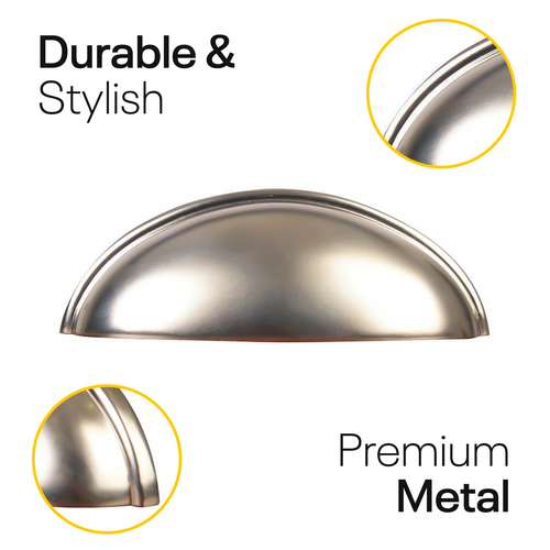 Nickel Half Moon Cup Drawer Pulls  - 3 Inch FIGO