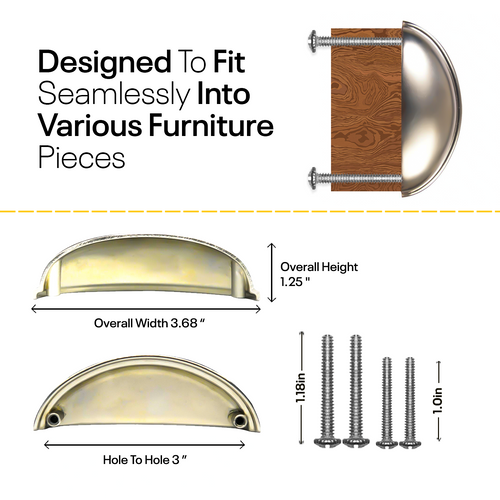 Nickel Half Moon Cup Drawer Pulls  - 3 Inch FIGO