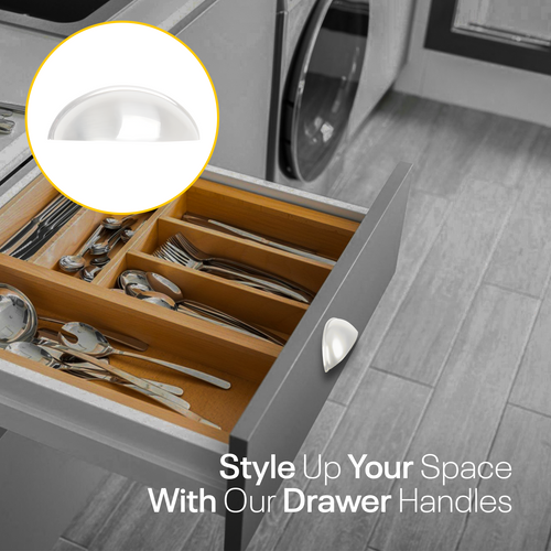 White Half Moon Cup Drawer Pulls - 3 Inch FIGO