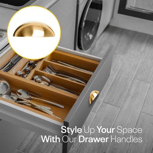 Golden Half Moon Cup Drawer Pulls - 3 Inch FIGO