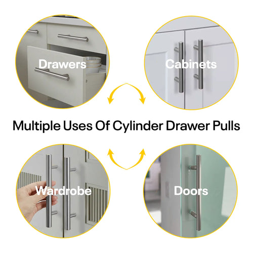 Satin Cylinder Cabinets & Drawer Pulls - 6inch FIGO
