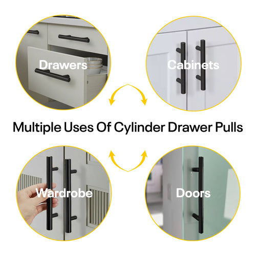 Black Cylinder Cabinets & Drawer Pulls - 6inch FIGO
