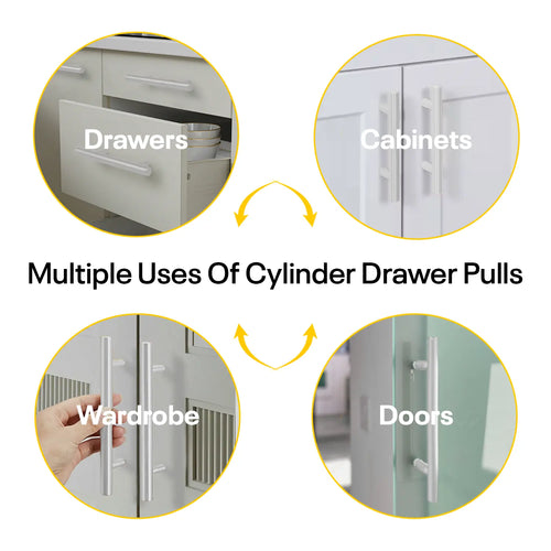 White Cylinder Cabinets & Drawer Pulls - 6inch FIGO