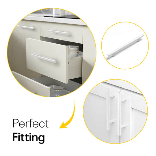 White Cylinder Cabinets & Drawer Pulls - 6inch FIGO