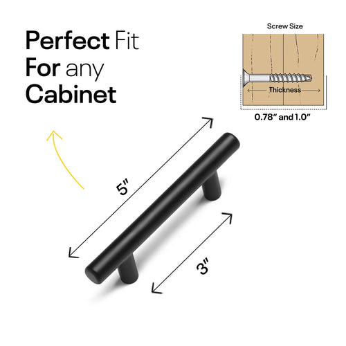 Black Cylinder Cabinets & Drawer Pulls - 3inch FIGO
