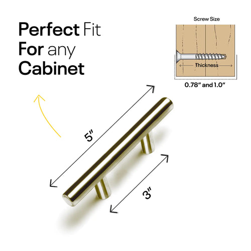 Golden Cylinder Cabinets & Drawer Pulls - 3inch FIGO