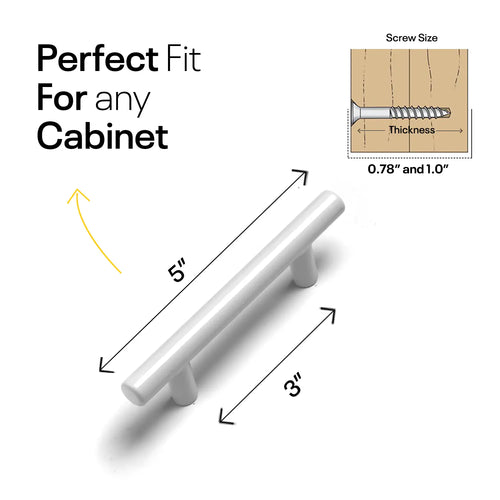 White Cylinder Cabinets & Drawer Pulls - 3inch FIGO