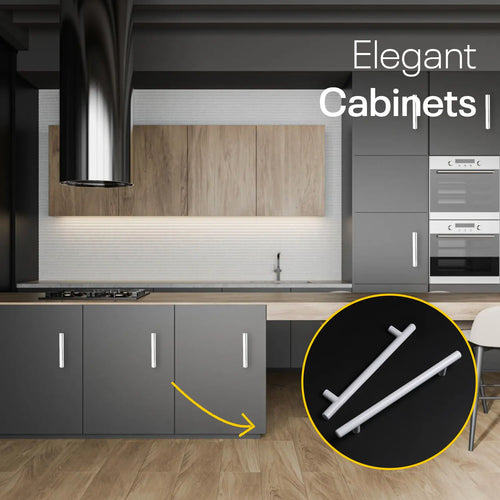 White Cylinder Cabinets & Drawer Pulls - 6inch FIGO