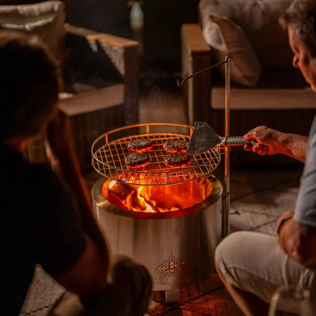 HELIOS™ 19" Portable Fire Pit, Adjustable Cooking Grate & Lid