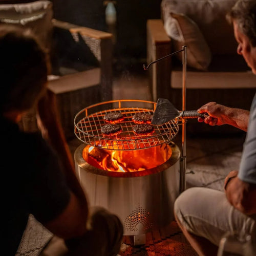 HELIOS™ 19" Portable Fire Pit, Adjustable Cooking Grate & Lid