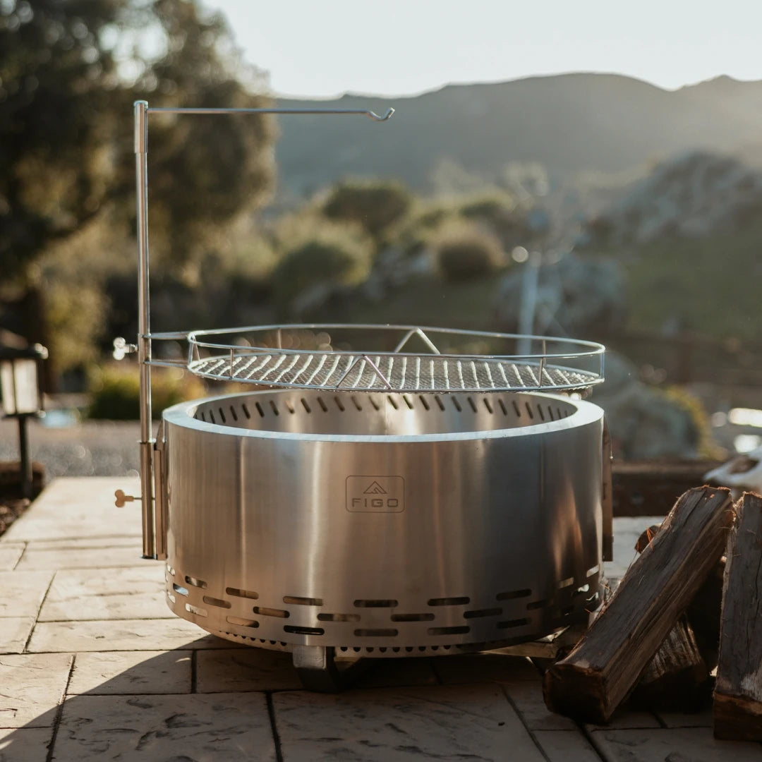 HOMEFIRE-PRO™ 27" Backyard Fire Pit, Adjustable Cooking Grate & Lid