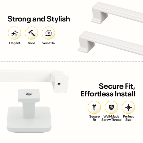 White Bar Square Handles + Square Knob Bundle (Pack of 14) FIGO