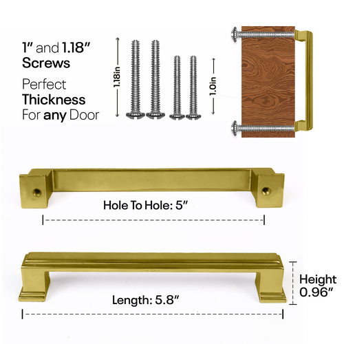Golden Bar Handles Square - 5 Inch FIGO