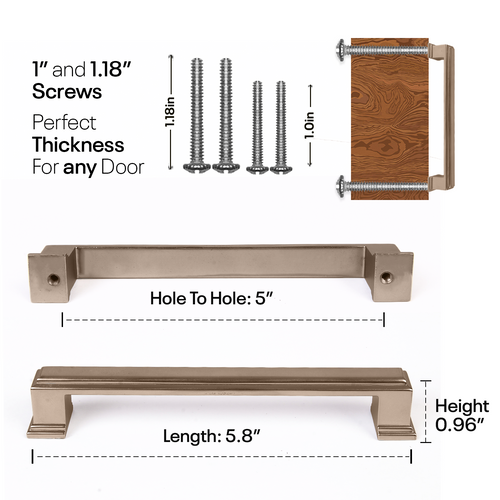 Bronze Bar Handles Square - 5 Inch FIGO